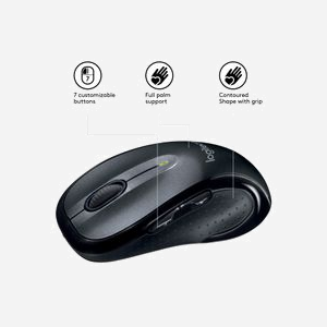 Logitech M510 Souris Laser RF sans fil 2.4 GHz 5 Boutons Programmables - Compatible Windows, macOS, Linux, ChromeOS - Alimentation 4xAA - Miniature 5