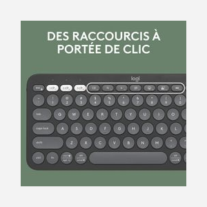 Logitech Pebble Keys 2 K380s : Clavier Universel Sans Fil RF + Bluetooth, AZERTY Français Graphite, Portée 10m, Autonomie 36 Mois, Windows/macOS/Linux/Android/iOS