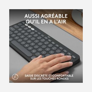 Logitech Pebble Keys 2 K380s : Clavier Universel Sans Fil RF + Bluetooth, AZERTY Français Graphite, Portée 10m, Autonomie 36 Mois, Windows/macOS/Linux/Android/iOS - Miniature 2