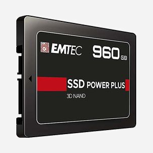 SSD Emtec X150 Power Plus 960Go, 2.5" SATA III 6Gbit/s, Lecture 520Mo/s, Écriture 500Mo/s, 3D NAND, Support S.M.A.R.T. et TRIM