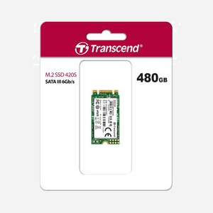 Transcend SSD 420S 480Go M.2 SATA III 6Gbit/s 3D NAND - Lecture 530Mo/s, Ecriture 480Mo/s, 50K/75K IOPS - PC, Windows/Linux, TBW 160 - Miniature 2
