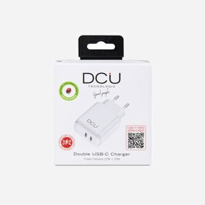 DCU Advance Tecnologic 37300725 : Chargeur USB-C Double Port 20W, Alimentation Secteur/Auto, Sortie 5V/3A, 9V/2.25A, 12V/1.67A, Blanc, Universel - Miniature 2