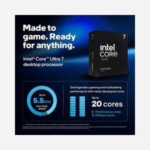 Intel Core Ultra 7 265K : 20 Cores (8P+12E) FCLGA1851, 30Mo Smart Cache, DDR5 6400MHz, Intel Graphics, PCIe 5.0/4.0, Intel AI Boost - Miniature 2