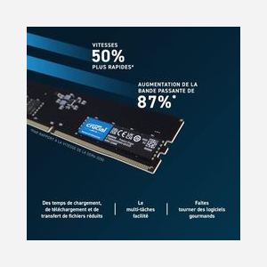 Module mémoire Crucial 8GB DDR5 4800MHz ECC Unbuffered CL40 1.1V (1x8GB) PC/Serveur - CT8G48C40U5 - Miniature 3