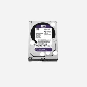Western Digital Purple WD23PURZ HDD 2To 3.5" SATA pour Surveillance, 24/7, 180To/an, 64 Caméras Max., 21dB, MTBF 1M h, 3.8W Lecture/Écriture