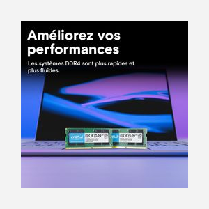 Mémoire Crucial DDR4 8Go 3200MHz SODIMM 1.2V CL22 Unbuffered pour ordinateur portable (1x8Go) - CT8G4SFRA32A - Miniature 3