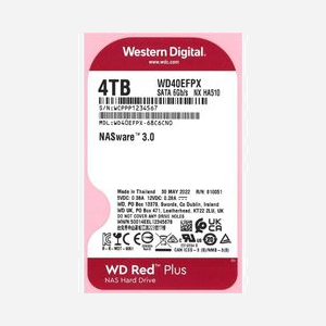 Western Digital Red Plus WD40EFPX - HDD NAS 4 To, 3.5", 5400 RPM, 256 Mo Cache, SATA III 6Gb/s, jusqu'à 8 baies, Charge 180 To/an - Miniature 2