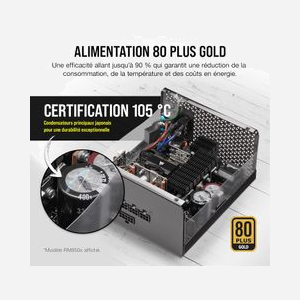 Corsair RM1000x Alimentation ATX 1000W 80 PLUS Gold, Entièrement Modulaire, 24-pin ATX, Ventilateur 13.5cm, 100-240V, Protection OVP/UVP/SCP/OPP - Miniature 3