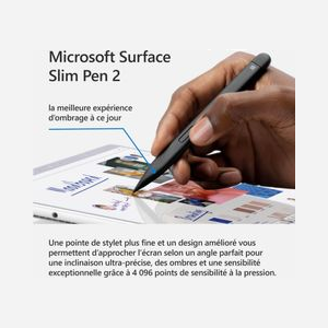 Microsoft Surface Slim Pen 2 Noir - Stylet Bluetooth 5.0 pour Tablettes Surface Pro/Laptop Studio - Batterie 15h - 14g - Miniature 2