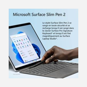 Microsoft Surface Slim Pen 2 Noir - Stylet Bluetooth 5.0 pour Tablettes Surface Pro/Laptop Studio - Batterie 15h - 14g - Miniature 3