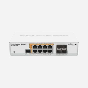 Mikrotik CRS112-8P-4S-IN : Switch Gigabit Ethernet 8 ports PoE, 4 ports SFP, CPU 400MHz, 128MB RAM, RouterOS L5, Alimentation DC 18-57V - Miniature 1