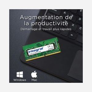 Integral RAM 8Go DDR4 3200MHz SO-DIMM 260-pin PC4-25600 CL22 1.2V pour ordinateur portable - IN4V8GNGLTI - Miniature 3