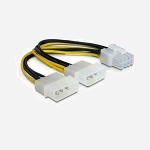Connect 146693 - Câble Adaptateur Alimentation Interne Molex 4-pin vers PCI-E 8-pin Femelle, Blanc, Carte Vidéo - Miniature 2