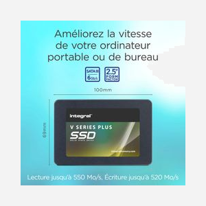 SSD Integral 480 Go SATA III 2.5" V Series Plus - Lecture 550 Mo/s, Ecriture 500 Mo/s, TLC, Contrôleur SMI SM2258XT, TBW 256, PC/Portable - Miniature 4