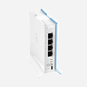 Mikrotik hAP lite RB941-2ND : Routeur 2.4 GHz, 4 ports Ethernet 10/100, CPU Qualcomm 650 MHz, 32 Mo RAM, WiFi 802.11b/g/n, Antenne 1.5 dBi, Blanc - Miniature 2