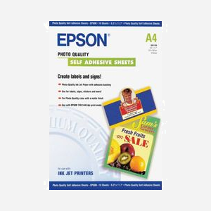 Epson Papier Photo Autoadhésif A4, 167 g/m², Finition Mate, 10 Feuilles, Référence C13S041106, Compatible Imprimantes Epson Expression et Stylus Photo - Miniature 1