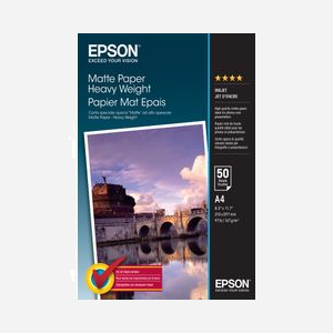 Epson Papier Mat Heavy Weight A4, 167 g/m², 210x297 mm, 50 Feuilles, Blanc, Référence C13S041256, Compatible imprimantes Epson - Miniature 1