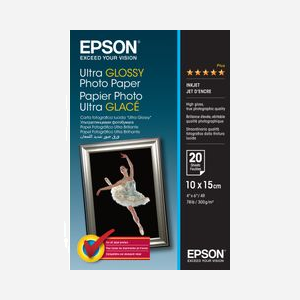 Epson Papier Photo Ultra Glacé C13S041926, 10x15cm, 300 g/m², Gloss, Pack de 20 feuilles, Compatible Imprimantes Epson Expression/EcoTank - Miniature 1