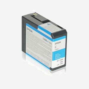 Epson Encre Pigment Cyan 80ml C13T580200 pour Stylus Pro 3800/3880 - Technologie Jet d'encre - Conditionnement Individuel