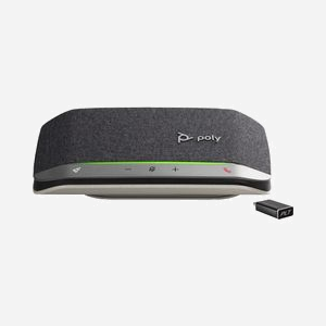 POLY Sync 20+ Speakerphone USB-C & Bluetooth 5.1 Noir/Argent, Microphone 3 MEMS, IP64, Batterie 20h, Compatible Windows/macOS, Câble USB-C - Miniature 1