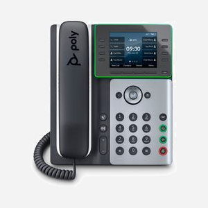 POLY Téléphone IP Edge E300 PoE Gigabit Ethernet, écran IPS 3.5" 320x240, 8 lignes, codecs G.711/G.722/OPUS/iLBC, port USB-C, double RJ-45. - Miniature 1