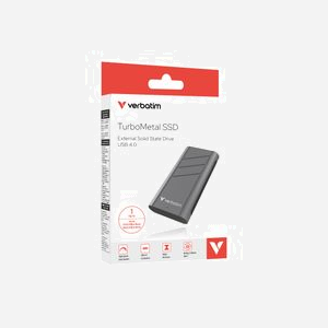 Verbatim TurboMetal SSD USB4 1TB Argent USB Type-C USB4 Gen 2x2, Lecture 3700MB/s, Écriture 3600MB/s, Boîtier Métal, Compatible Windows/macOS