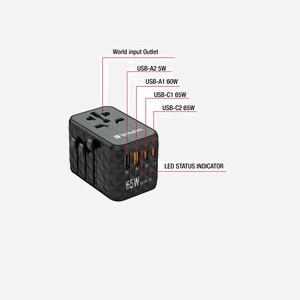 Verbatim UTA-05 Chargeur Secteur Universel 2500W Noir - 4 Ports USB, Boîtier Cuivre/PC, Dimensions 55x78x54mm, Certifié RoHS & EN 55032 - Miniature 5