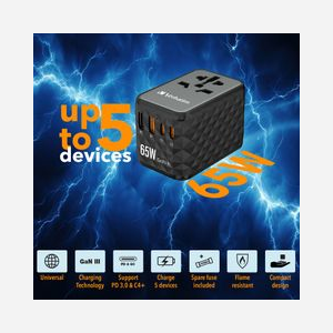 Verbatim UTA-05 Chargeur Secteur Universel 2500W Noir - 4 Ports USB, Boîtier Cuivre/PC, Dimensions 55x78x54mm, Certifié RoHS & EN 55032 - Miniature 2
