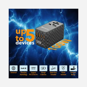 Verbatim UTA-06 Chargeur Intérieur Noir 2500W, 4 ports USB, Boîtier Cuivre/Polycarbonate (PC), Dimensions 55x92x54mm, Certifié RoHS & EN 55032 - Miniature 2