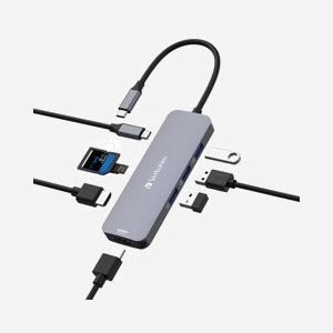 Verbatim Hub USB Type-C Pro 8 ports Argent - USB 3.2 Gen 1 5 Gbps, 2x HDMI (8K Ultra HD, 4K), USB-A, Lecteurs SD/MicroSD, USB-C PD 100W - Miniature 3