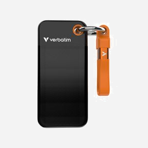 Verbatim Pocket SSD 1 To USB Type-C 3.2 Gen 2, SSD M.2, Lecture/Écriture 1000 Mo/s, Boîtier PC Noir/Orange, Windows/macOS, 45.1x96.1x10 mm - Miniature 1