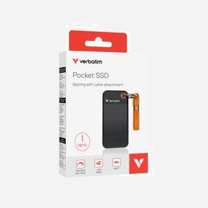 Verbatim Pocket SSD 1 To USB Type-C 3.2 Gen 2, SSD M.2, Lecture/Écriture 1000 Mo/s, Boîtier PC Noir/Orange, Windows/macOS, 45.1x96.1x10 mm - Miniature 2