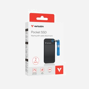 Verbatim Pocket SSD 2 To, USB Type-C 3.2 Gen 2, Lecture/Écriture 1000 Mo/s, Facteur de forme M.2, Compatible Windows/macOS, Noir/Bleu - Miniature 2
