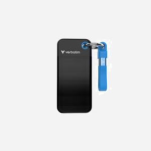 Verbatim Pocket SSD 2 To, USB Type-C 3.2 Gen 2, Lecture/Écriture 1000 Mo/s, Facteur de forme M.2, Compatible Windows/macOS, Noir/Bleu