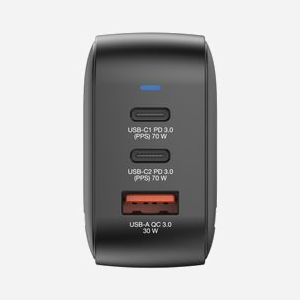 Verbatim Chargeur Secteur Mini GaN 70W Universel Noir : 2x USB-C (70W Power Delivery 3.0), 1x USB-A (Quick Charge 3.0), 100-240V, Protections Multiples - Miniature 3