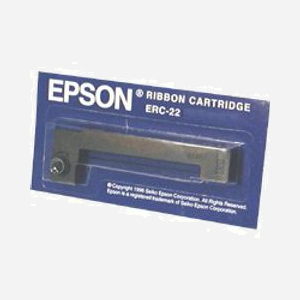 Ruban Epson ERC-22B Noir pour imprimantes M-180, M-190 et séries compatibles. Dimensions colis: 80x115x10mm. Conditionnement palette: 4000 unités.