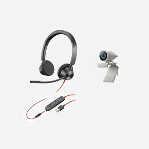 POLY Studio P5 Kit Vidéoconférence Personnelle Full HD, FOV 80°, Zoom Numérique 4x, Micro Unidirectionnel, USB-A, Contrôle PTZ, Noir/Gris