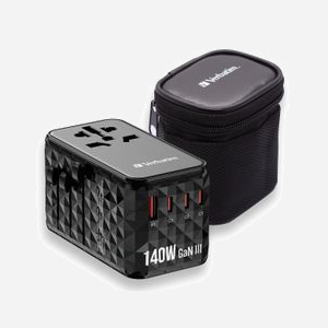 Verbatim Chargeur Secteur Universel 32125, 1x USB 2.0, 3x USB-C, Quick Charge 4, Power Delivery 3.1 140W, GaN, 100-250V, Noir - Miniature 2