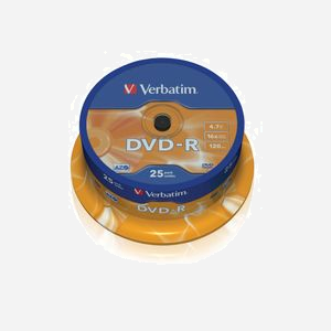 Verbatim DVD-R 4.7 Go 16x Argent Mat - Fuseau de 25 unités - Diamètre 120mm - Temps d'enregistrement 120 minutes - Référence Verbatim 43522 - Miniature 1