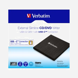Verbatim 43886 - Graveur DVD±RW Externe USB 3.2 Gen 1 (USB-C) Noir - Lecture/Écriture CD/DVD - Buffer 4Mo - 133x145x11mm - Nero Burn & Archive (Windows) - Miniature 4
