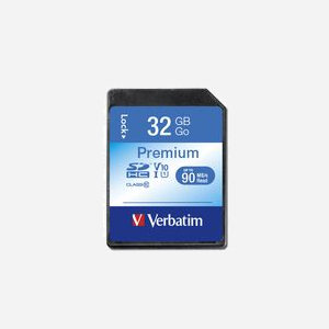 Carte SDHC Verbatim 32 Go Classe 10, Vitesse Lecture/Écriture 10 Mo/s, Référence 43963, Code SH 85235190