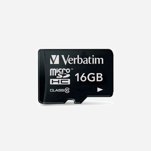 Verbatim MicroSDHC 16Go Classe 10 - Vitesse Lecture/Écriture 10 Mo/s - Noir - Référence 44010 - Compatible SDHC