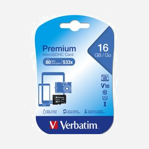 Verbatim MicroSDHC 16Go Classe 10 - Vitesse Lecture/Écriture 10 Mo/s - Noir - Référence 44010 - Compatible SDHC - Miniature 2