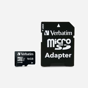 Verbatim MicroSDHC 16 Go Classe 10 avec Adaptateur SD - Vitesse Lecture/Ecriture 10 Mo/s - UHS-I - Noir - Référence 44082 - Miniature 1