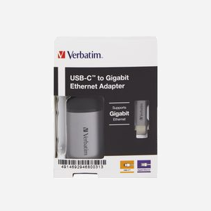 Verbatim Adaptateur USB-C 3.2 Gen 1 vers Gigabit Ethernet RJ-45, boîtier métal, 1 port Type-C, compatible Windows/macOS/Linux, 24x50x14mm, 25g - Miniature 2