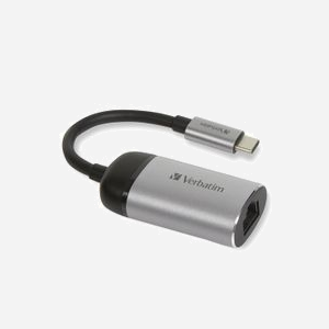 Verbatim Adaptateur USB-C 3.2 Gen 1 vers Gigabit Ethernet RJ-45, boîtier métal, 1 port Type-C, compatible Windows/macOS/Linux, 24x50x14mm, 25g