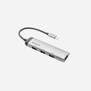 Verbatim Hub USB-C vers 4 ports USB 3.2 Gen 1 Type-A, 5Gbps, Aluminium/Plastique, Câble 0.15m, Compatible Windows/macOS, Gris, Réf. 49147 - Miniature 1