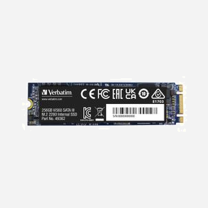 Verbatim SSD Vi560 S3 M.2 2280 256 Go SATA III 3D NAND Lecture 520 Mo/s Écriture 470 Mo/s 1.5M h MTBF Windows macOS Linux - Miniature 3