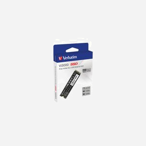 Verbatim Vi3000 SSD 256Go M.2 PCIe 3.0 NVMe, Lecture 3100Mo/s, Écriture 1300Mo/s, 100K IOPS (Lecture/Écriture), 80x22x2.3mm