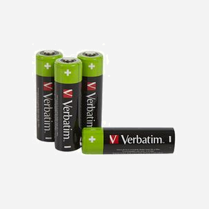 Verbatim 49517 : Lot de 4 Piles AA Rechargeables NiMH 1.2V 2500mAh - Blister de 4 Batteries Noires et Vertes - Miniature 4
